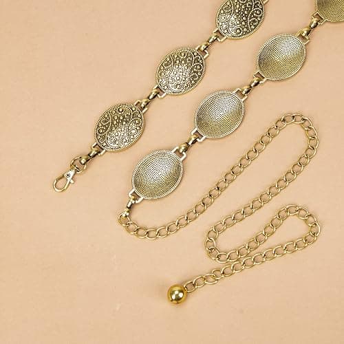 ILuvatar Waist Chain Women's Metal Dress With Sweater Gold Retro Turquoise Stone Punk Belt Concho Western Belts thumbnail 4