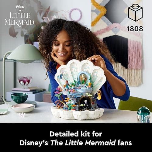 LEGO Disney Princess The Little Mermaid Royal Clamshell 43225 Collectible Adult Building Set, Gift for Princess Movie Fans Ages 18 and Up, Featuring Ariel, Ursula, King Triton, Sebastian and Flounder thumbnail 2