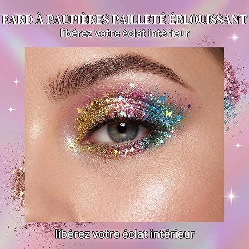 Palette de Maquillage 25 Couleurs Paillettes Visage Iridescentes, Gel Paillettes Corps et Visage Résistant à l'Eau pour Carnaval Festival Soirée, Maquillage pour Fête Adulte et Enfant thumbnail 2