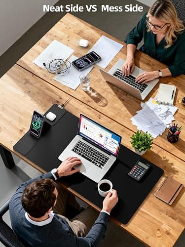 Mouse Pad with Magnetic Wireless Charging & Adjustable Phone Stand, 31.5"x15.8" Extended Desk Mat, Waterproof Ultra-Smooth Keyboard Pad, Non-Slip Base, with 20W PD Adapter, Black thumbnail 3