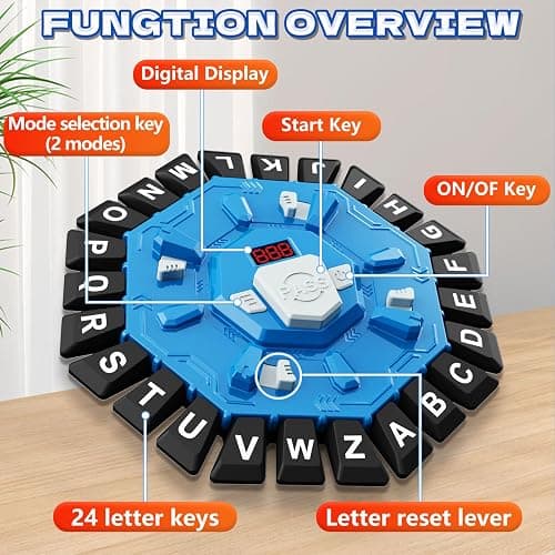 Resflycheng Word Game Family Board Game with Digital Display Timer and 2 Categories Modes Fun Fast-Paced 24-Letter Game for Learning Party Interactive (Blue) thumbnail 3