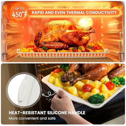 Kikcoin 22 PCS Nonstick Baking Pans Set, Stackable Bakeware Sets with Silicone Handles, 450°F Oven Safe Baking Sheet Set, Easy Release Cookie Sheets for Baking, Cream thumbnail 6