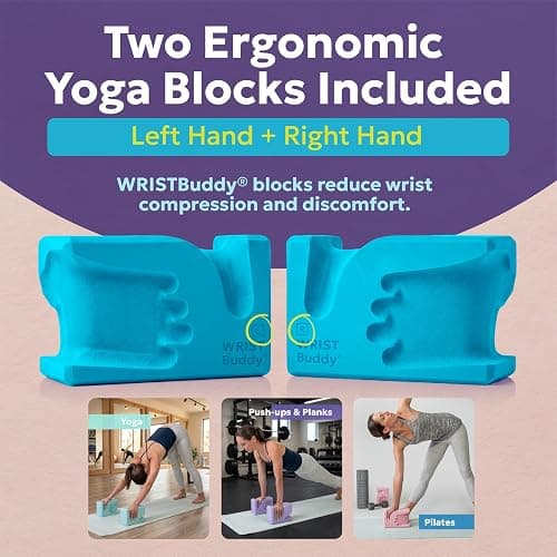 WRISTBuddy® Hand-Shaped Ergonomic Yoga Blocks for Optimal Wrist Support During Yoga, Pilates, Pushups, Planks, and Handstands - Patented Non Slip Blocks for Enhanced Stability and Comfort. thumbnail 9