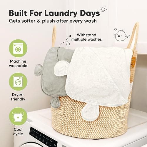 KeaBabies 2-Pack Hooded Baby Towels for Newborn - 30x30 Soft & Absorbent Viscose from Bamboo Baby Bath Towels with Hood for Infant, Toddler,Kids,Boys Girls,Newborn Bath Essentials (Graphite, Petite) thumbnail 5