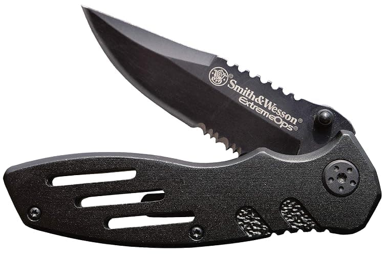 Smith & Wesson Accessories Extreme Ops SWA24S 7.1in S.S. Folding Knife with 3.1in Serrated Clip Point Blade and Aluminum Handle for Outdoor - Image 1