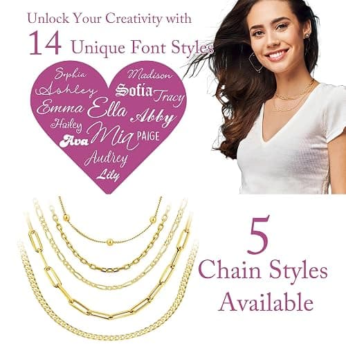 UMAGICBOX Custom Name Necklace - 925 Sterling Silver & 316 Stainless Steel, 14 Fonts & Multi-Language Options, 4 Colors, 5 Chain Styles, Personalized Gift with Premium Box thumbnail 2