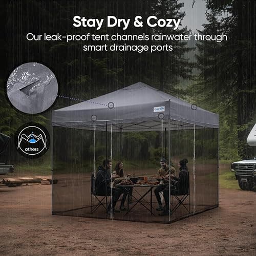 Quictent 10x10 Pop Up Screened Canopy Tent, Instant Setup for 1 Person with Netting, Portable & Compact, Waterproof & UV Protection, Ideal for Camping, Beach, Parties, and Outdoor Events thumbnail 4