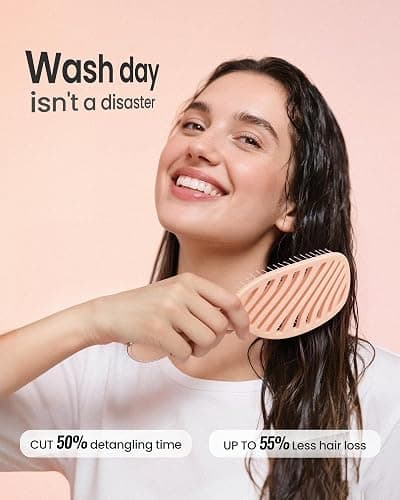 AIMIKE Detangling Brush, Wet Dry Vented Detangler Brush w/Soft Bristles, Pain-Free Detangle Hairbrush Loosens Stubborn Tangles, Extra Gentle on Sensitive and Fine Hair, for Women & Kids thumbnail 5