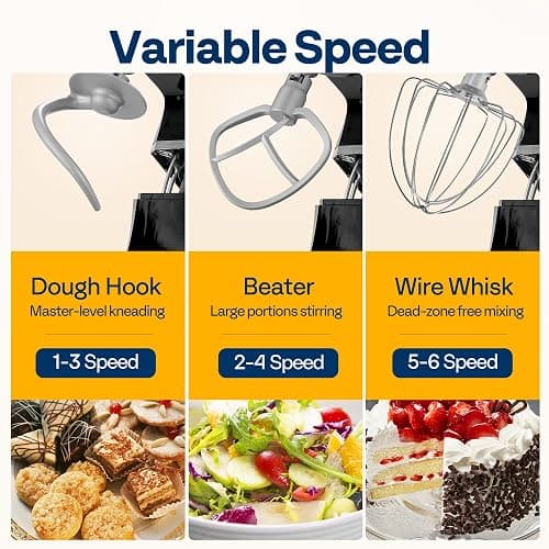 VIVOHOME 9 in 1 Multifunctional Stand Mixer with Fermentation, 6 Speed 7.5 Quart Kitchen Electric Food Mixer with Timer, Meat Grinder, Juice Blender, Vegetable Slicer, Pasta and Cookie Maker, Black thumbnail 7