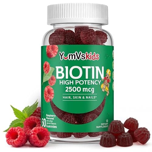 YUM-V'S Kids Biotin Gummies 2500 mcg, Berry (60 Count) | Hair Growth for Kids | Great Tasting Hair Vitamin Supplement | Kosher & Halal Friendly · Non-GMO - Image 1