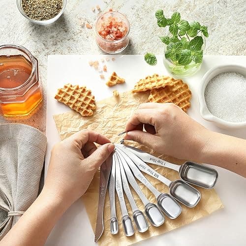 Spring Chef Stainless Steel Measuring Cups & Spoons Set of 20 with Leveler, Nesting 7 Metal Measuring Cups & 13 Spoons for Dry & Liquid Ingredients, Dishwasher Safe Kitchen Tools for Cooking & Baking thumbnail 4