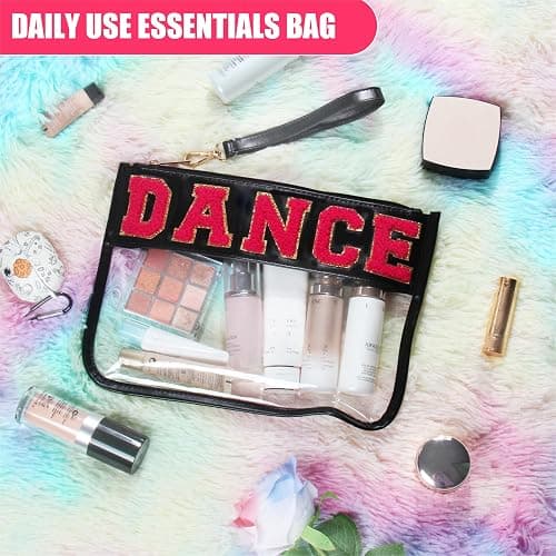 BuyCard Dance Recital Gifts, Clear Makeup Letter Bag, Chenille Letter Patch Cosmetic Bag, Dance Competition Gift, Toiletry Pouches with Zipper, Waterproof Travel Purse for Girl Women Appreciation thumbnail 6