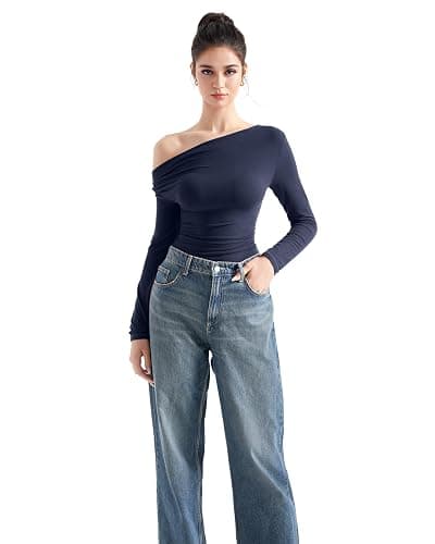 SUUKSESS Women Long Sleeve Off Shoulder Tops Trendy Cowl Neck Going Out Shirt for Fall thumbnail 6