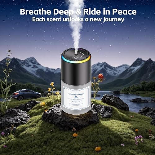 Klomsuw Car Air Freshener,Smart Car Air Freshener, Car Diffuser with 150 ML (5oz) Capacity Multi-fragrance,RGB Music Syncing Light, Auto On/Off (Lavender) thumbnail 3