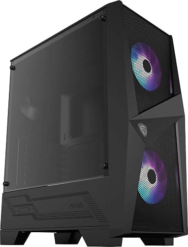 MSI MAG FORGE 100R Mid Tower Gaming Computer Case (Black, 2x 120mm ARGB PWM Fan, 1x 120mm Fan, 1-6 ARGB Hub, Tempered Glass, MSI Center, ATX, mATX, mini-ITX) thumbnail 5