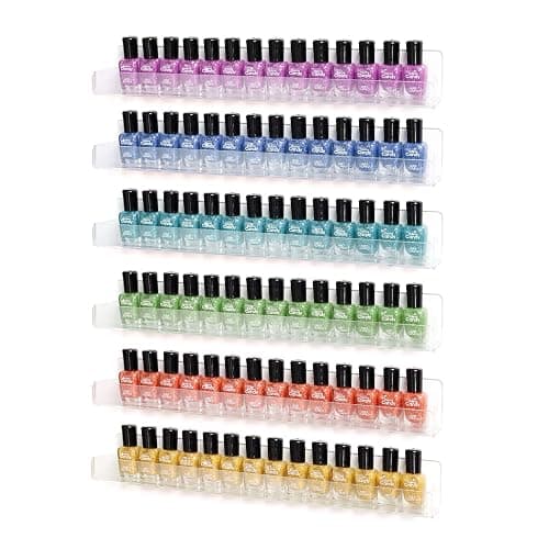 BTremary 15" Acrylic 6 Shelves Nail Polish Wall Mounted Holder Paint Organizer Storage Rack Clear Hanging Nail Polish Shelf Floating Wall Mount Nursery Bookshelves Vinyl Display Record Holder. - Image 1