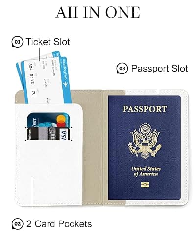 toTravelGear Passport Holder for Travel Essentials,RFID Blocking Passport Cover Case for Travel Accessories,Travel Wallet for Women Men (Cream) thumbnail 5