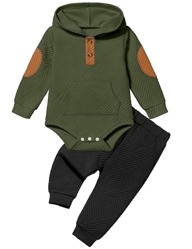 Fommy Baby Boy Clothes Colorblocked Long Sleeve Hoodie + Long Pants 2PCS Fall Winter Outfits Set - Image 1
