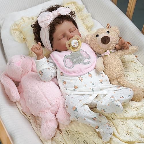 BABESIDE Lifelike Reborn Baby Dolls Black Girl- 17-Inch Realistic Newborn Baby Doll Real Life Baby Dolls with Clothes and Toy Gift for Kids Age 3+ - Image 1