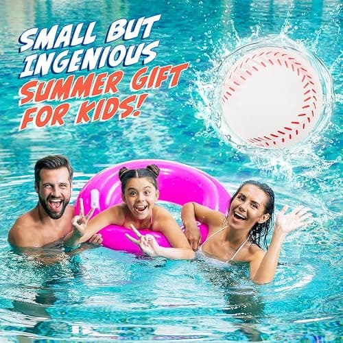 Billeeit 4Pcs Water Skipping Balls for Pool Play(Baseball Theme), Water Pool Beach Swim Toys for Kids Ages 4-8, 8-12 and Adults, Include 2 Balls and 2 Discs thumbnail 5