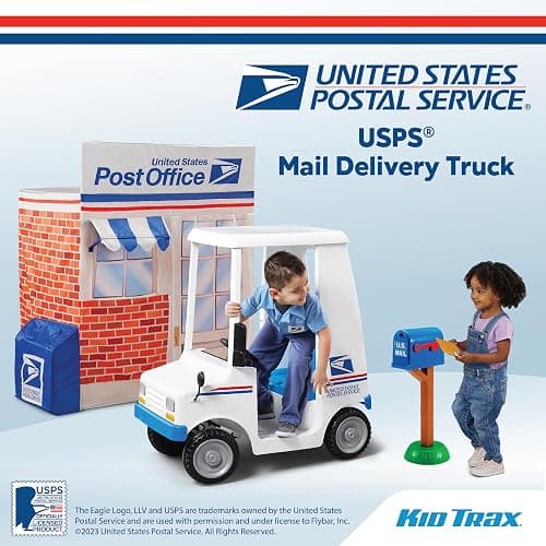 Kid Trax 6V USPS Mail Truck Ride-On Toy, Ages 3-5, Max Weight 60 lb, Includes Mailbox, Play Envelopes, Working Headlights/Horn, FM Radio/MP3 Input thumbnail 7