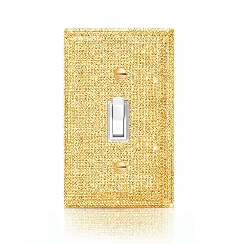 GOLD Rhinestone Light Switch Cover Colored Bling Light Switch Cover Colorful Shiny Sparkle Bling GOLD Crystal Wall Plate Cover - Image 1