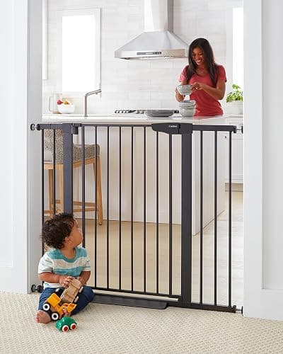 Cumbor 36" Extra Tall Baby Gate for Dogs and Kids with Wide 2-Way Door, 29.7"- 46" Width, and Auto Close Personal Safety for Babies and Pets, Fits Doorways, Stairs, and Entryways, Black - Image 1