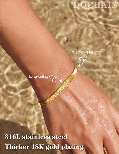 5Pcs Gold Bracelets, 18K Gold plated OPTION 3  GOLD thumbnail 3