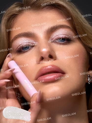 SHEGLAM Crystal Jelly Glaze Stick Eye Shadow Stick Eyeliner Brightener Pencil Crayon with Brush Easy to Blend Long Lasting Shimmer Eyeshadow-Rosy Gem thumbnail 5