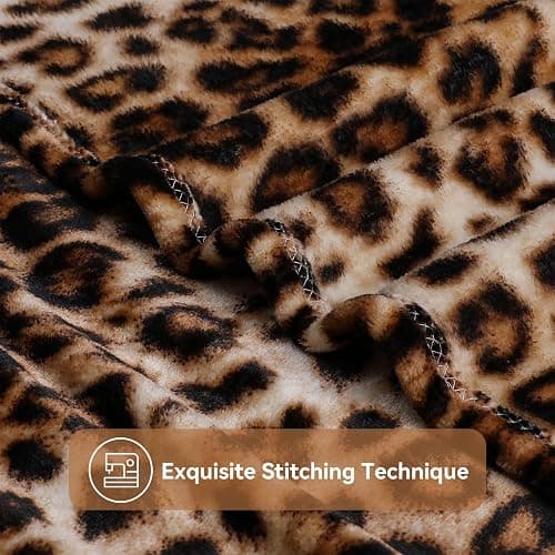 KOKGYM Brown Leopard Print Throw Blanket, Soft Warm Plush Flannel Blanket for Couch Bed Travel, Trendy Animal Print Room Decor, Cozy Fluffy All-Season Blankets for Home Decoration, 50" x 60" thumbnail 4