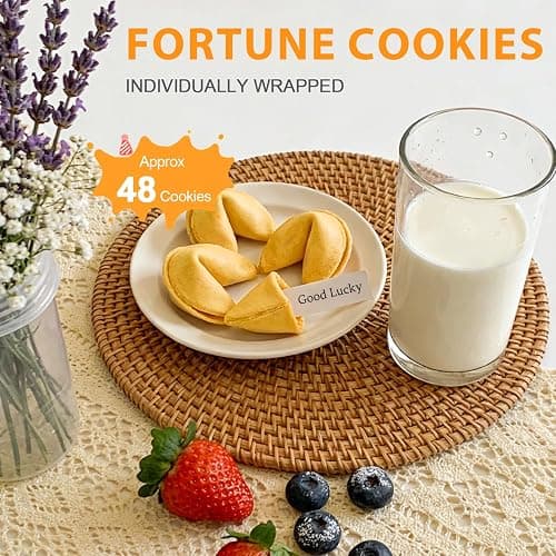Soeos Fortune Cookies, Approx 48 Count, Vanilla Flavor, Fortune Cookies Individually Wrapped Bulk, Individually Packed Crisp Cookies with Fun, Traditional Chinese New Year Fortune Cookie thumbnail 2