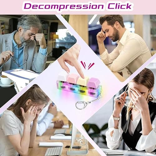 HOMQYTE Keyboard Fidget Toys Adults Fidget Keyboard Clicker with LED Light Keychain Sensory Toys for Anxiety Stress Relief (Macaron1, 4 in 1) thumbnail 5
