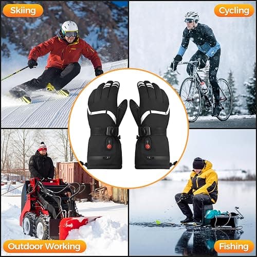 Heated Gloves Gifts for Men Women, 7.4V Fast Heating Rechargeable Electric Heated Gloves, Touchscreen Waterproof Heating Gloves for Motorcycle Driving Hiking Skiing Outdoor Sport thumbnail 7