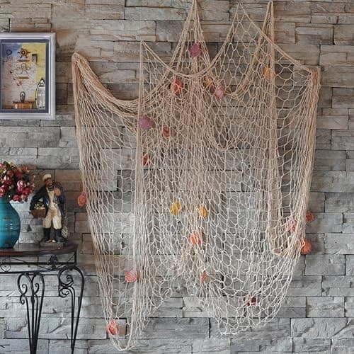 Rosoz Nature Fish Net Wall Decoration with Shells, Ocean Themed Wall Hangings Fishing Net Party Decor for Pirate Party,Wedding,Photographing Decoration thumbnail 6