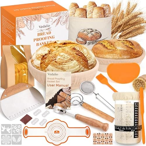 Sourdough Bread Baking Supplies, Sourdough Starter Kit, Bread Proofing Basket, Bread Making Tools Kit, Sour Dough Kit Tools, Sourdough Proofing Basket, Sourdough Kit Gifts for Bakers Women Wife Mom - Image 1
