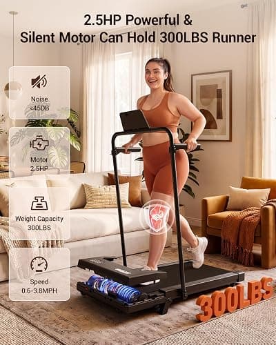 Superun Walking Pad with 6% Incline, Under Desk Treadmill, 3 in 1 Portable Treadmills for Home with Remote Control LED Display, 2.5 HP Quiet Mini Treadmill for Office Home Use, 300 Lbs Capacity thumbnail 5