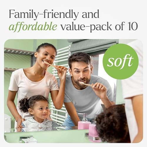 VIVAGO Bamboo Toothbrushes 10 Pack – Natural Toothbrushes, Plant-Based Soft Bristles – Eco-Friendly Wooden Toothbrush thumbnail 7
