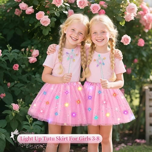 Teuevayl Girls Light Up Tutu Skirt, LED Glow Ballet Tutu Dress and Star Wand Halloween Costume for Kids 3 4 5 6 7 8 Years thumbnail 2