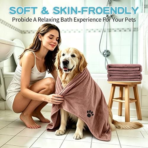 Microfiber Dog Towels 2 Pack, Perfect Shower & Bath Supplies for Dogs | 40'' X 23.6'', Super Absorbent and Soft, Pet Grooming Towel, Perfect for Pets of Different Sizes, Grey + Brown thumbnail 5