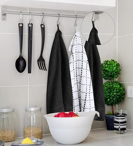 Utopia Towels - Kitchen Towels 12 Pack, 15 x 25 Inches, 100% Ring Spun Cotton Super Soft and Absorbent Linen Dish, Tea and Bar Towels Set, Black thumbnail 7