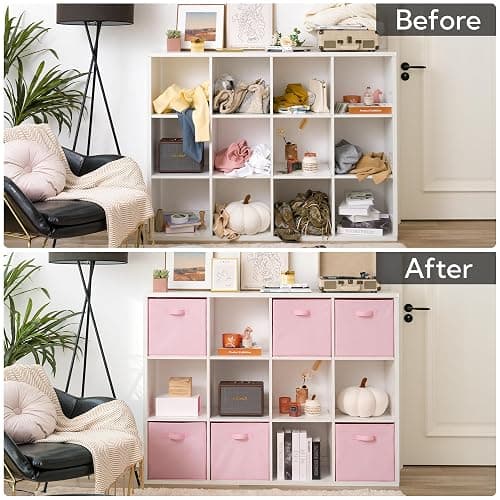 GRANNY SAYS Cube Storage Bins, Pack of 6 Fabric Storage Cubes 13 x 13, Foldable Square Storage Boxes for Shelves, Cube de Rangement en Tissu, Cubes Storage Organizer for Organising, Cube Bins Pink thumbnail 8