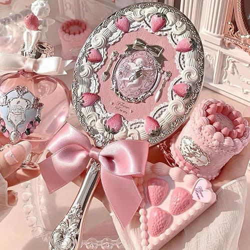 Flower Knows Strawberry Kiss Treasure Set 7 Pieces Makeup Gift Kit,Includes Make-up Palette,Solid Perfume,Lip Cream,Liquid Blush,Hand Mirror,Hair Clip,Powder Puff for Women Girls(Strawberry Treasure) thumbnail 6