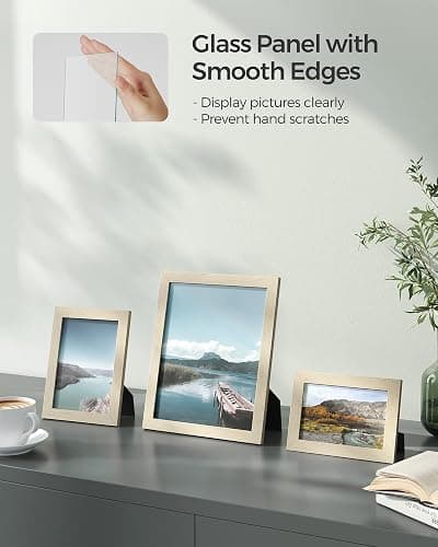 SONGMICS Picture Frames, Collage Picture Frames Set of 10, Two 8x10, Four 5x7, Four 4x6, Photo Frame for Wall Gallery Decor, Table Display, Glass, Natural Beige URPF010N01 thumbnail 7
