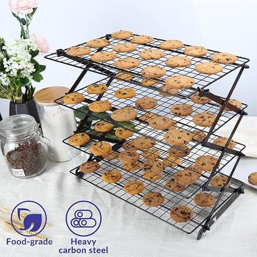 Geesta 2/3/4-Tier Upgraded Collapsible Cooling Rack with Adjustable 3 Setting Design Stackable Roasting Cooking Drying Wire Cooling Rack for Cookies Baking Gifts for Women thumbnail 7