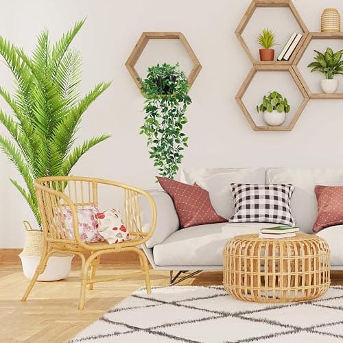 Whonline Fake Hanging Plants, Artificial Small Potted Plants for Indoor Outdoor Aesthetic Office Living Room Shelf Decor (1 Pack) thumbnail 6
