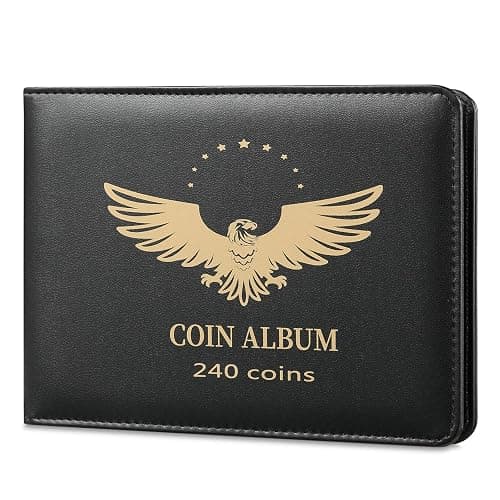 Coin Collection Holder Book for Collectors, PVC FREE, 240 Pockets Collecting Storage Album Organizer Supplies for Dime,Cent,Nickel,Quarter (240 Pockets) - Image 1