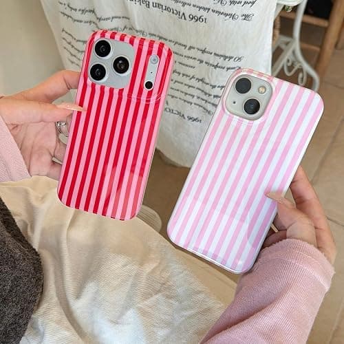 Reoomukk Cute Striped Teal Phone Case for iPhone 16 | Aesthetic Trendy Geometric Vertical Lines Pattern, Chic Fashion Simple Protective Cover for Girls Women thumbnail 8