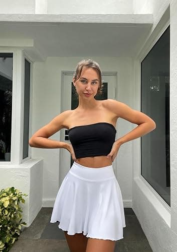 OQQ Women 2 Piece Skirts 2 in 1 Flowy Basic Versatile Stretchy Flared Casual Mini Skirts thumbnail 2