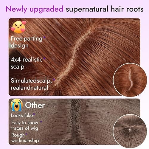 Eawwii Long Ginger Wig with Bangs for Women,4x4 Realistic Scalp, Free Parting,Layered Hairstyle Synthetic Heat Resistant for Daily Party Use 26 inch thumbnail 2