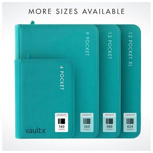 Vault X 4 Pocket Trading Card Zip Binder, 160 cards, Premium Exo-Tec Album Material, 20 Side-Loading Pages, Folder for Collectible Card Games, Sports, TCG (Teal) thumbnail 7